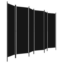 Celina Fabric 6 Panels 300cm x 180cm Room Divider In Black