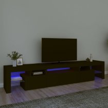 Bethel Wooden TV Stand In Black With LED Lights