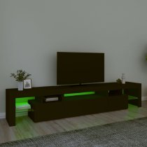 Bethel Wooden TV Stand In Black With LED Lights