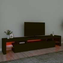 Bethel Wooden TV Stand In Black With LED Lights