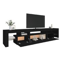 Bethel Wooden TV Stand In Black With LED Lights