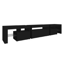 Bethel Wooden TV Stand In Black With LED Lights