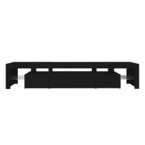 Bethel Wooden TV Stand In Black With LED Lights