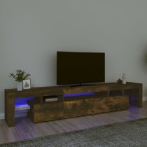 Bethel Wooden TV Stand In Smoked Oak With LED Lights