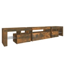 Bethel Wooden TV Stand In Smoked Oak With LED Lights