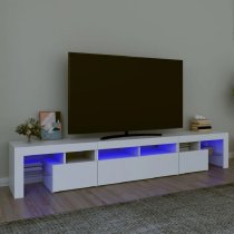 Biloxi Wooden TV Stand In White With LED Lights