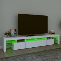 Biloxi Wooden TV Stand In White With LED Lights