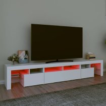 Biloxi Wooden TV Stand In White With LED Lights