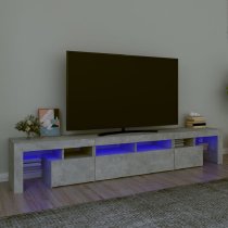 Biloxi Wooden TV Stand In Concrete Grey With LED Lights