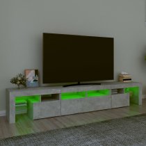 Biloxi Wooden TV Stand In Concrete Grey With LED Lights