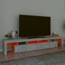 Biloxi Wooden TV Stand In Concrete Grey With LED Lights