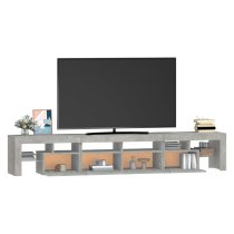 Biloxi Wooden TV Stand In Concrete Grey With LED Lights