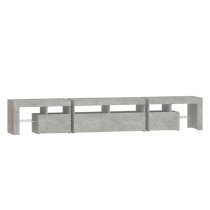 Biloxi Wooden TV Stand In Concrete Grey With LED Lights