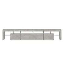 Biloxi Wooden TV Stand In Concrete Grey With LED Lights