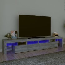 Biloxi Wooden TV Stand In Grey Sonoma With LED Lights