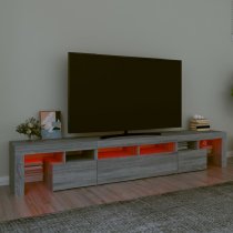 Biloxi Wooden TV Stand In Grey Sonoma With LED Lights