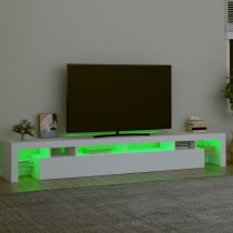 Boise Wooden TV Stand In White With LED Lights