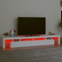 Boise Wooden TV Stand In White With LED Lights