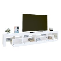 Boise Wooden TV Stand In White With LED Lights