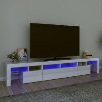 Biloxi High Gloss TV Stand In White With LED Lights