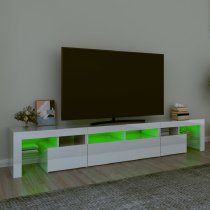 Biloxi High Gloss TV Stand In White With LED Lights