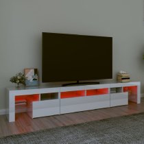 Biloxi High Gloss TV Stand In White With LED Lights