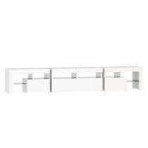 Biloxi High Gloss TV Stand In White With LED Lights