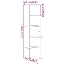 Ravena Wooden Corner Wall Shelf With 5 Shelves In Black