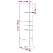 Ravena Wooden Corner Wall Shelf With 5 Shelves In Oak