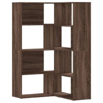 Quincy Wooden Cornor Bookcase With 8 Shelves In Dark Brown Oak