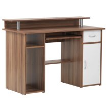 Aberdare Wooden Laptop Desk With 1 Door In Walnut And White