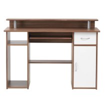 Aberdare Wooden Laptop Desk With 1 Door In Walnut And White