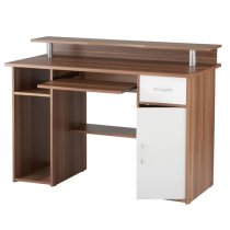 Aberdare Wooden Laptop Desk With 1 Door In Walnut And White