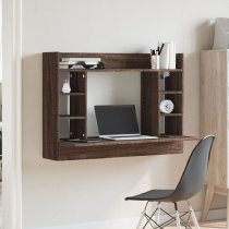 Kodak Wooden Wall Mounted Laptop Desk In Brown Oak