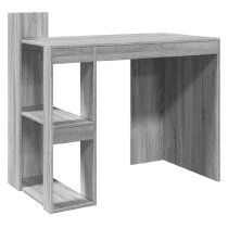 Krum Wooden Laptop Desk With 2 Shelves In Grey Sonoma