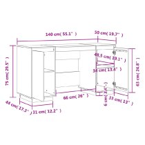 Kitimat Wooden Laptop Desk With 2 Doors In Black