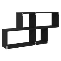 Kinston Wooden Wall Shelf With 4 Shelves In Black