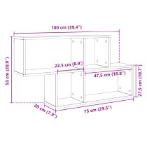 Kinston Wooden Wall Shelf With 4 Shelves In Black