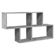 Kinston Wooden Wall Shelf With 4 Shelves In Concrete Grey