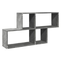 Kinston Wooden Wall Shelf With 4 Shelves In Concrete Grey