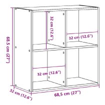 Gilford Wooden Bookcase With 4 Compartments In Grey Sonoma