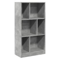 Guelph Wooden Bookcase With 6 Shelves In Concrete Grey