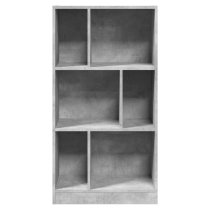 Guelph Wooden Bookcase With 6 Shelves In Concrete Grey