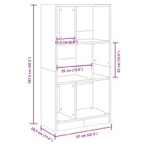 Guelph Wooden Bookcase With 6 Shelves In Concrete Grey