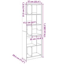 Guelph Wooden Bookcase With 10 Shelves In Concrete Grey