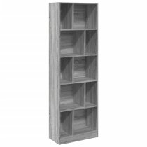 Guelph Wooden Bookcase With 10 Shelves In Grey Sonoma