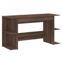 Haines Wooden Laptop Desk With 4 Shelves In Brown Oak