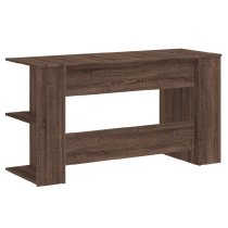 Haines Wooden Laptop Desk With 4 Shelves In Brown Oak