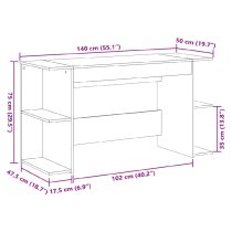 Haines Wooden Laptop Desk With 4 Shelves In Brown Oak