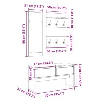 Hamel Wooden 4 Piece Hallway Furniture Set In Black